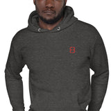 Unisex Hoodie - Red 8 Embroidered (4 colors)