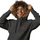 Unisex Hoodie - Red 8 Embroidered (4 colors)