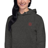 Unisex Hoodie - Red 8 Embroidered (4 colors)